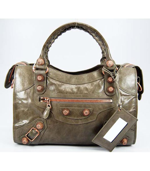 Balenciaga Giant City Tote Bag Silver Grey-Big Rose Gold Spike